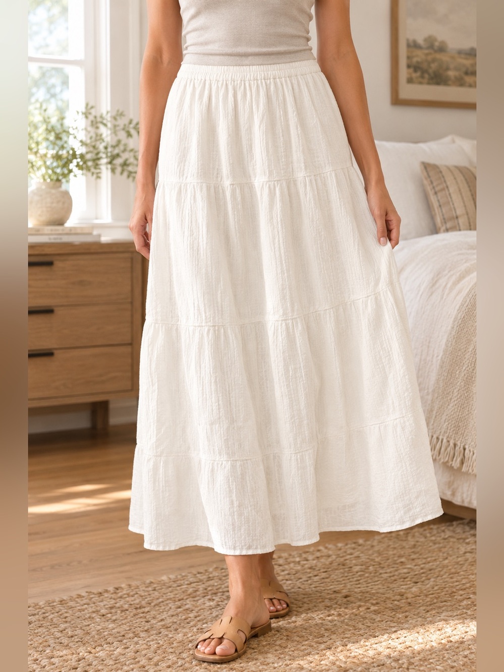 NWT Universal Thread Tiered 100% Cotton Gauze Maxi Skirt, Lined
